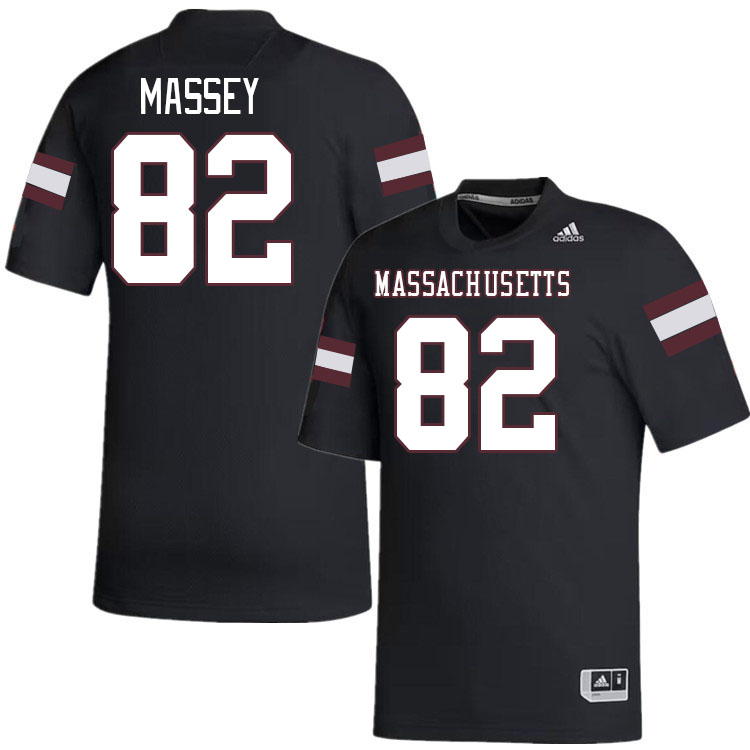 Massachusetts Minutemen #82 Kenyon Massey College Football Jerseys Stitched-Black